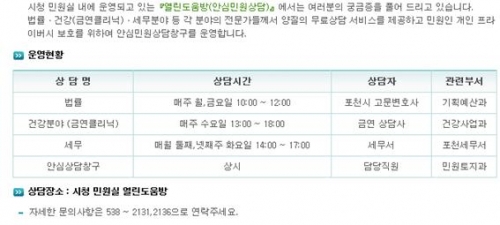 민원 편의 시책 안내