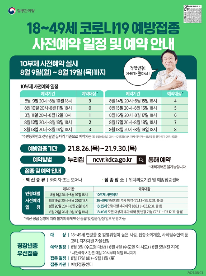 18~49세 코로나19 예방접종 사전예약 일정 및 예약 안내