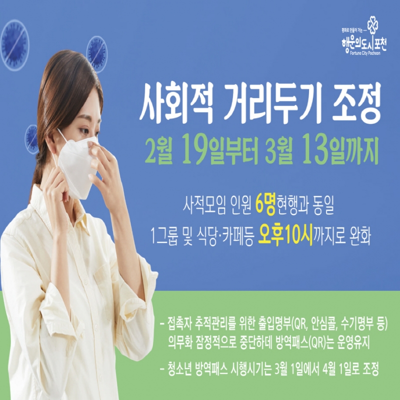 사회적 거리두기 조정 안내