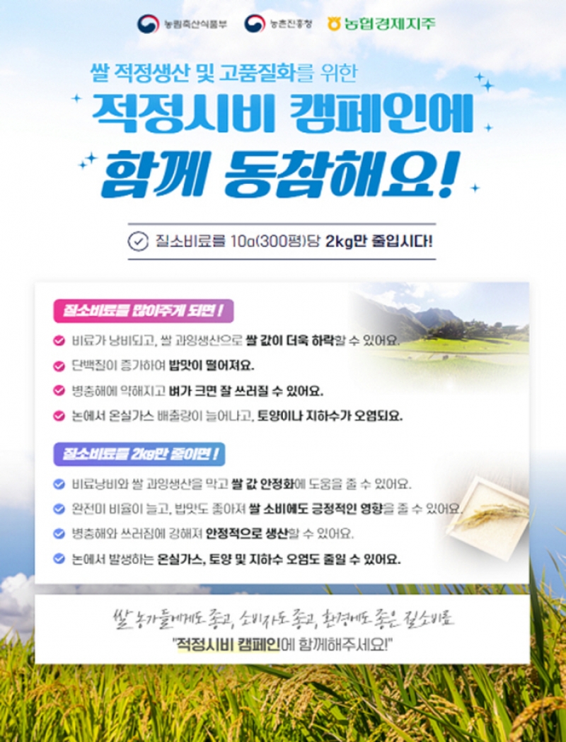 포천시, 벼 질소질 비료 적정량 사용 당부