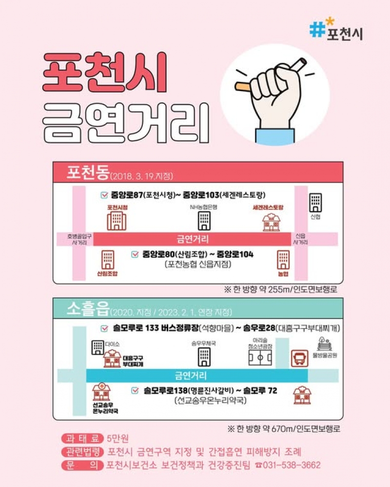 포천시 금연거리 안내